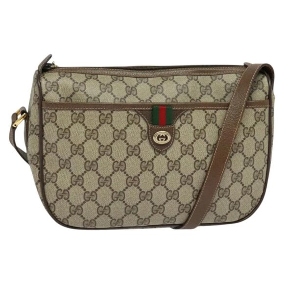 GUCCI GG Supreme Web Sherry Line Shoulder Bag PVC Beige 89 02 077 Auth ep9550 - Picture 1 of 15